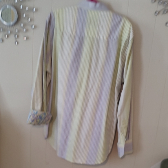 Robert Graham Striped Long Sleeved Cuffed Shirt XL ECU - Picture 8 of 9